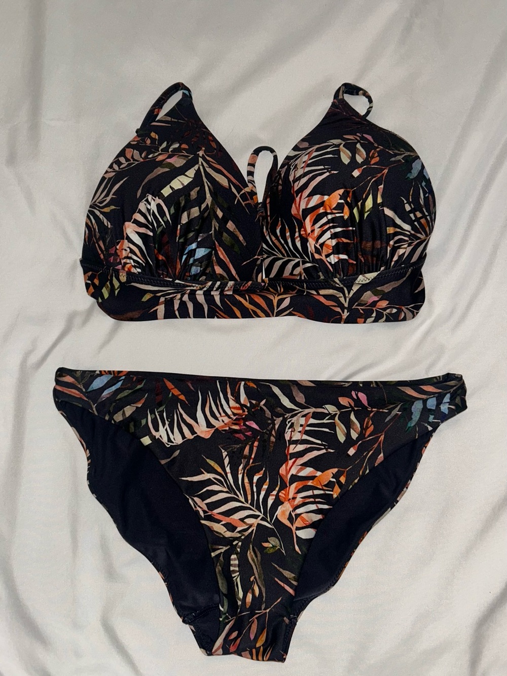 H&M Tropical Print Bikini Set with Multicolor Leaf Pattern